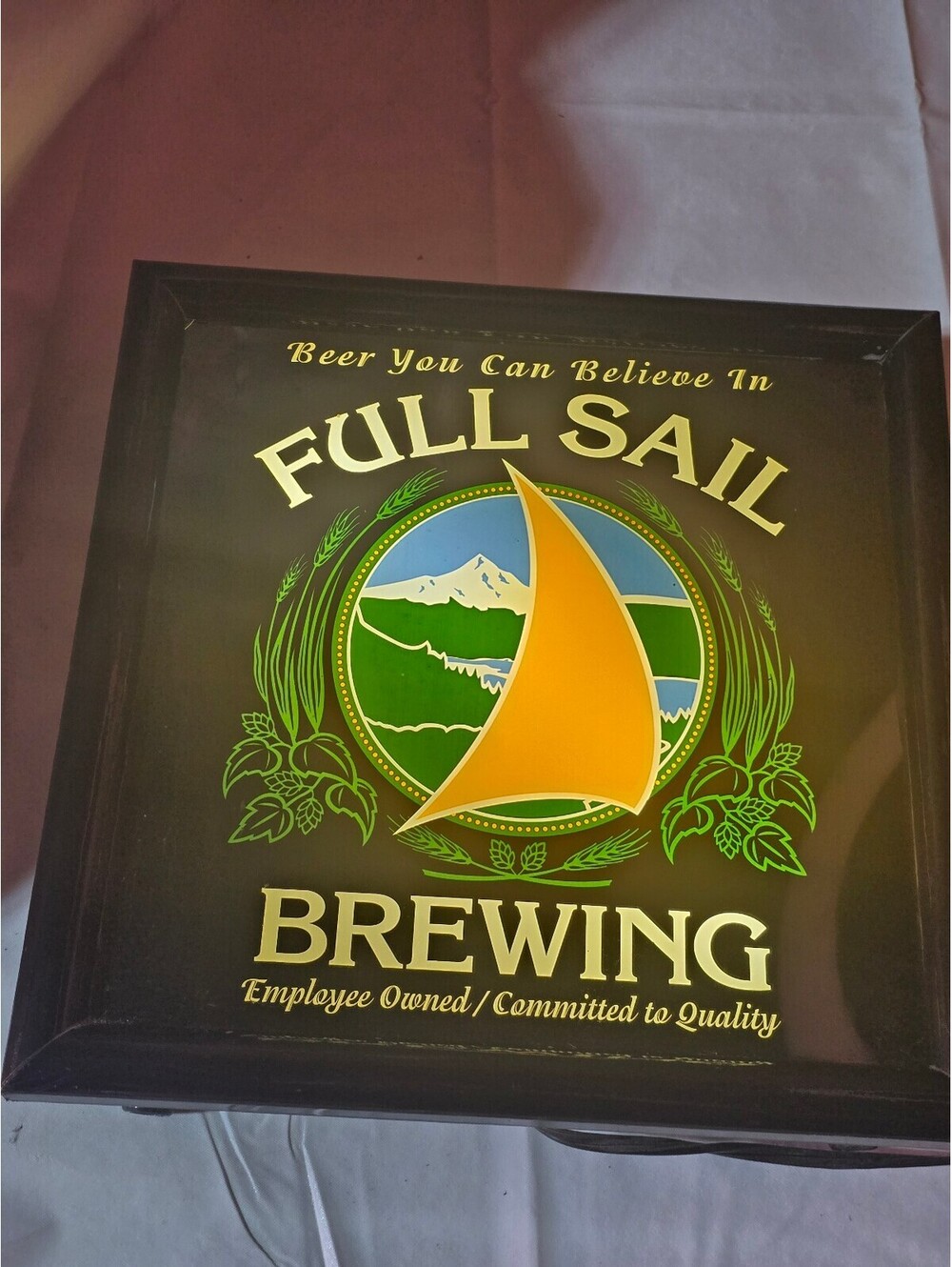 Vintage Full Sail Brewing Co Lighted Bar Sign 13.5" Sailboat Beer Cave Light Box